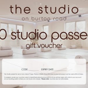 10 studio passes for yogae, Pilates and barre at The Studio on Burton Road